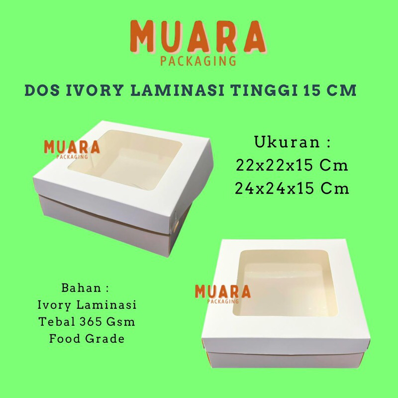 

Dos Ivory Laminasi Tinggi 15 Cm / Kardus Box Kotak Ivory Laminasi Hampers Makanan Pakaian