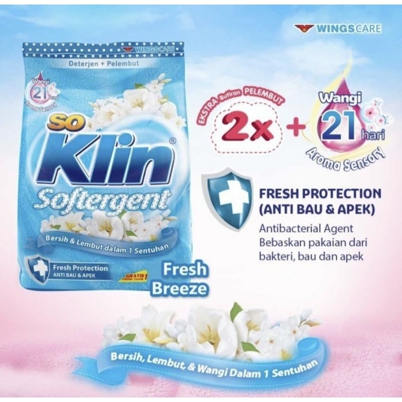 Soklin Softergent Deterjen Bubuk Fresh Breeze 720 gr / Deterjen Bubuk Soklin Softergent