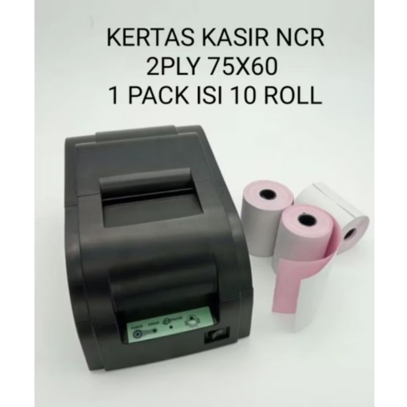 

RB kertas struk kasir ncr 2ply putih merah 75x60mm paket 10 roll