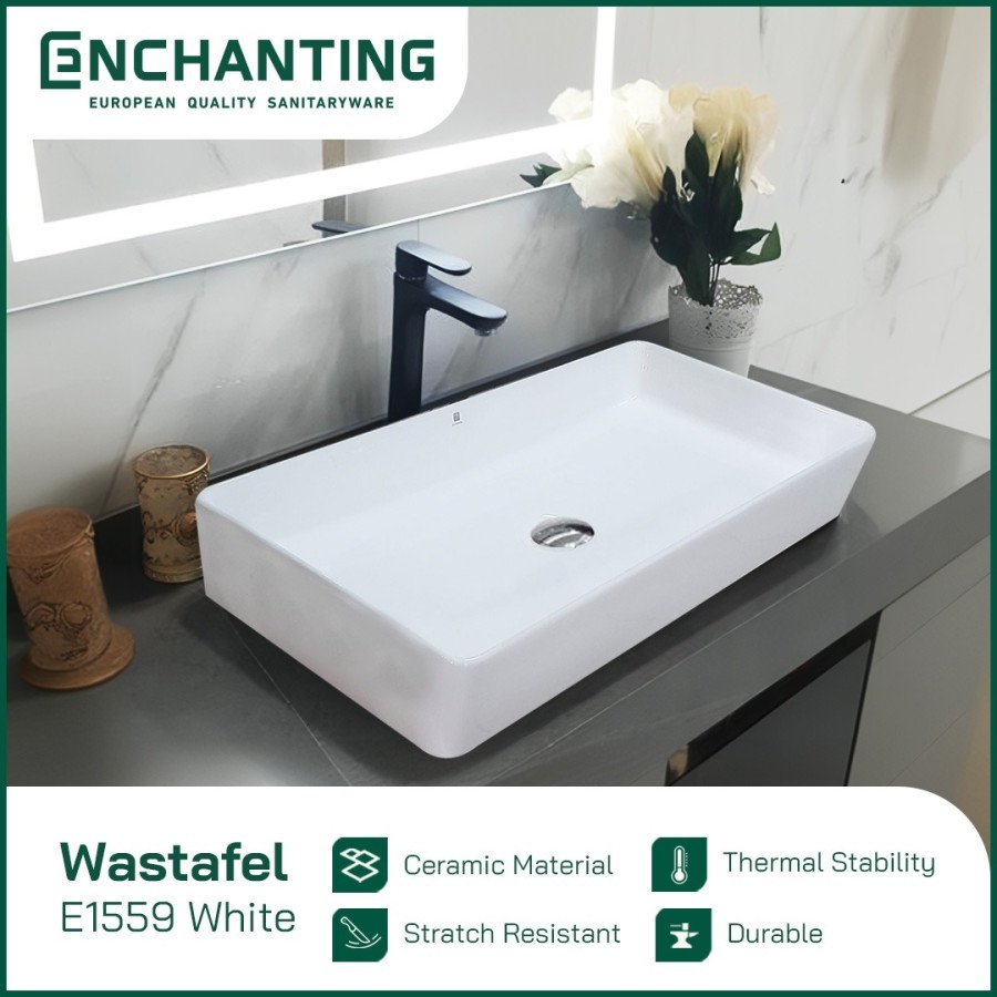 Wastafel Cuci Tangan Keramik Europe Enchanting E1559 White