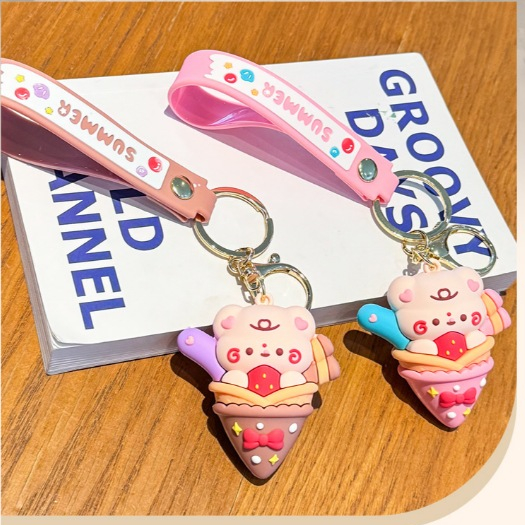 Keychain Ice Cream Bear Corn / Gantungan Kunci Es Krim Bear Love