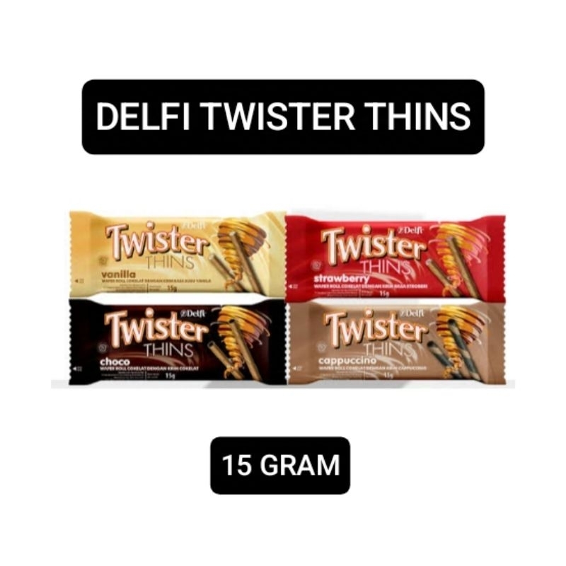 

DELFI TWISTER THINS 15 GR / BISKUIT TWISTER THINS / SNACK RASA VANILA / COKLAT / STRAWBERRY | DELFI TWISTER MINI 30 GR BLACK