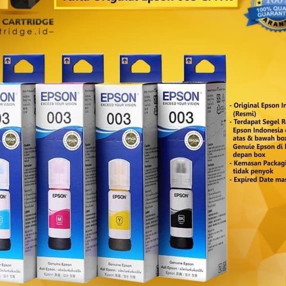 HJ6 Tinta Epson EcoTank 3 Orinal ASLI Cyan Magenta Yellow Black Refill Botol Ink Printer L121 L125 L