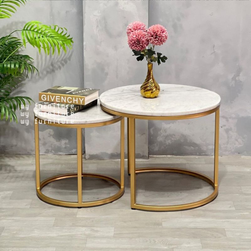 Meja Tamu / Coffe Table - Meja Kopi Marmer - Coffe Table Besi Top Marmer