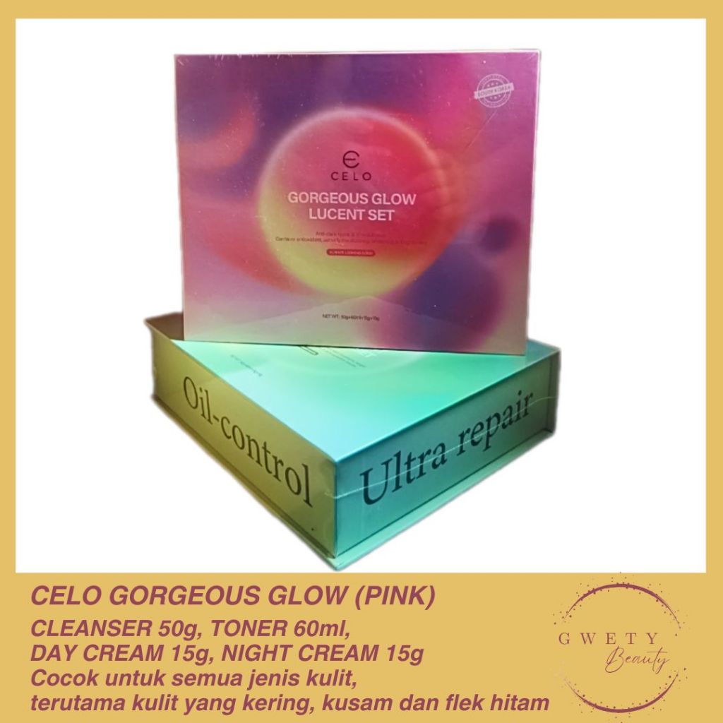 CELO SKINCARE SET - ACNE TREATMENT - GORGEOUS GLOW - TONER CLEANSER DAY NIGHT CREAM II GWETY BEAUTY