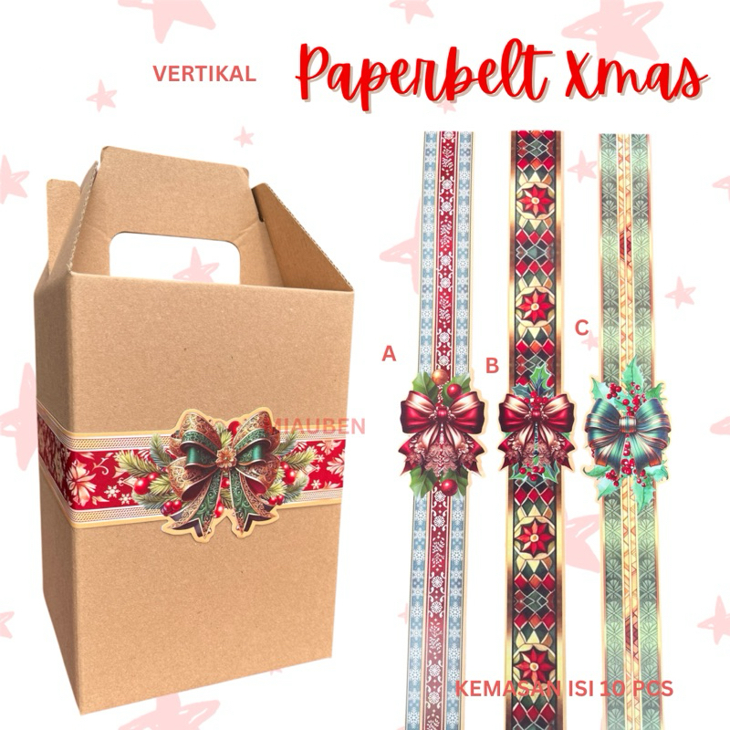 

isi 10 pcs paperbelt box hampers edisi natal hiasan toples hampers