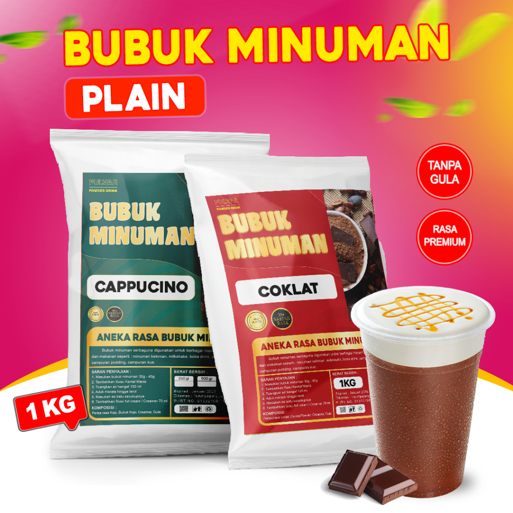 

BUBUK MINUMAN RASA PLAIN 1KG / SERBUK MINUMAN PLAIN / BUBUK MINUMAN PREMIUM / BUBUK MINUMAN PLAIN