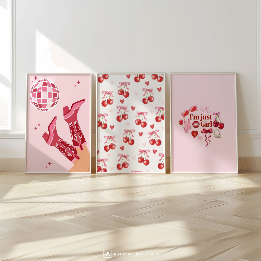 Hiasan Dinding Aesthetic Green Pink Pastel | Hiasan Dinding Dekorasi Kamar Cewek Lucu Kawaii | Hiasa