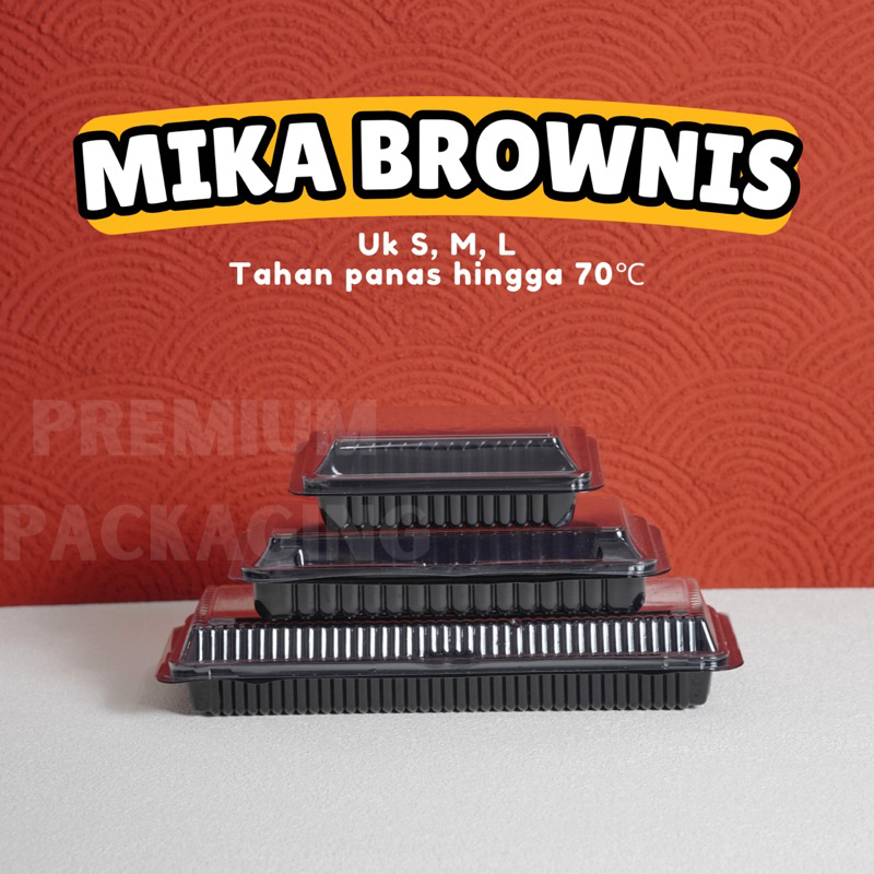Mika Brownies Hitam Kue Bolu Tart (S,M,L) / Tray Kotak Mika Plastik Kue Jajan Sushi / Kotak Plastik 