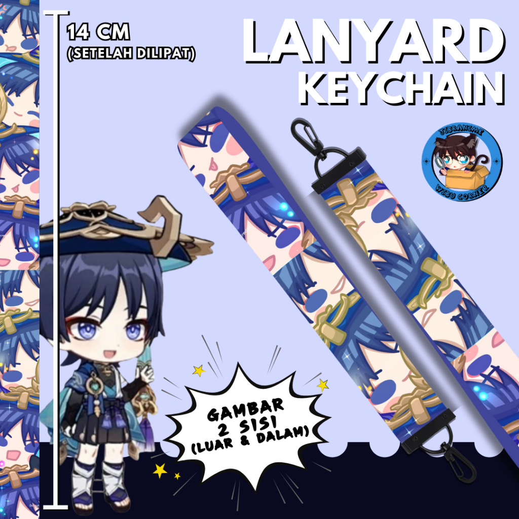 

lanyard strap anime 2 sisi / Wanderer Chibi Genshin Impact / lanyard custom suka suka / gantungan kunci layard keychain
