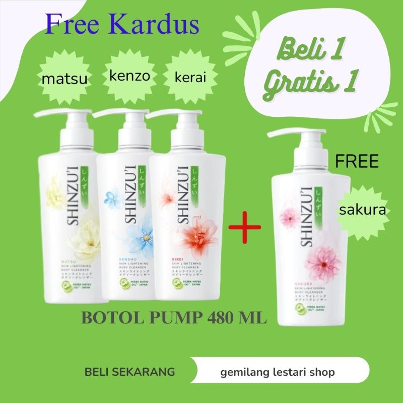 SHINZUI Lightening Body Cleanser  (Paket Beli 1 Gratis 1)|Sabun Cair Shinzu'i |Body Wash 480ml Pump
