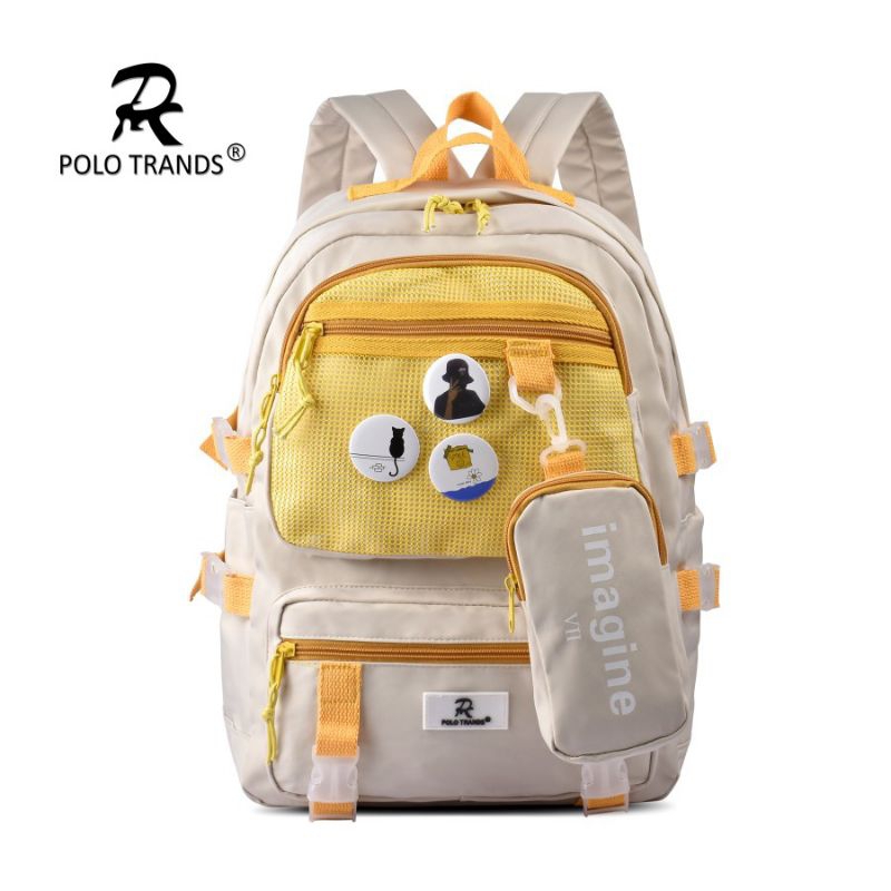 tas ransel anak cewek untuk sekolah warna cream-kuning