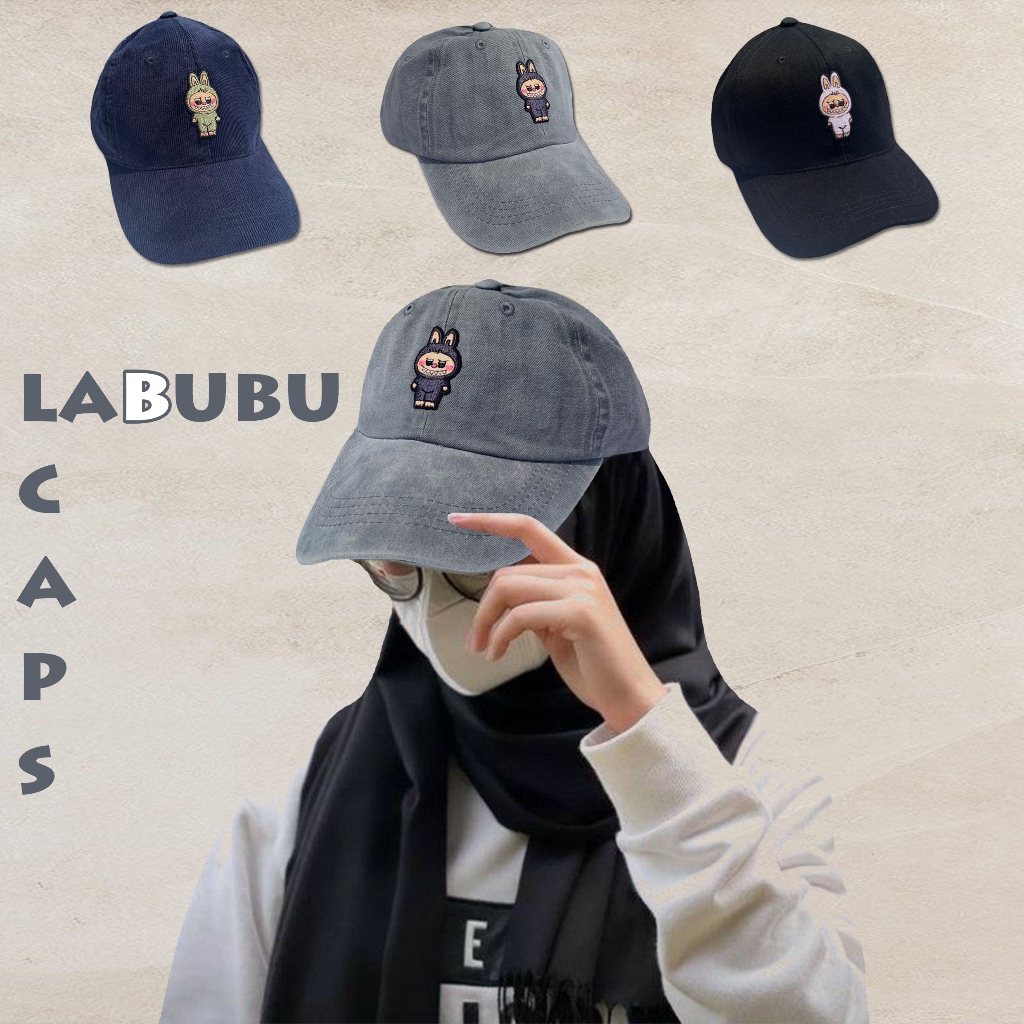 Topi Baseball Labubu Dewasa Bordir Caps Vintage Cotton Curduroy Bisbol