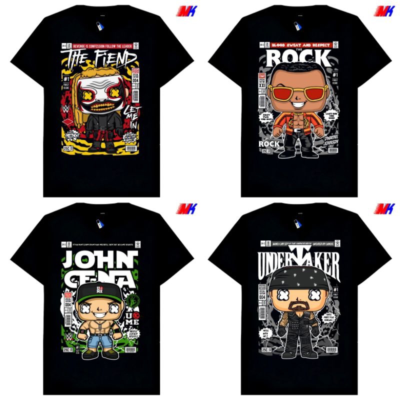 Kaos Baju Tshirt Custom Pria Wanita Anak Dewasa Custom WWE Smackdown John Cena Undertaker The Fiend 