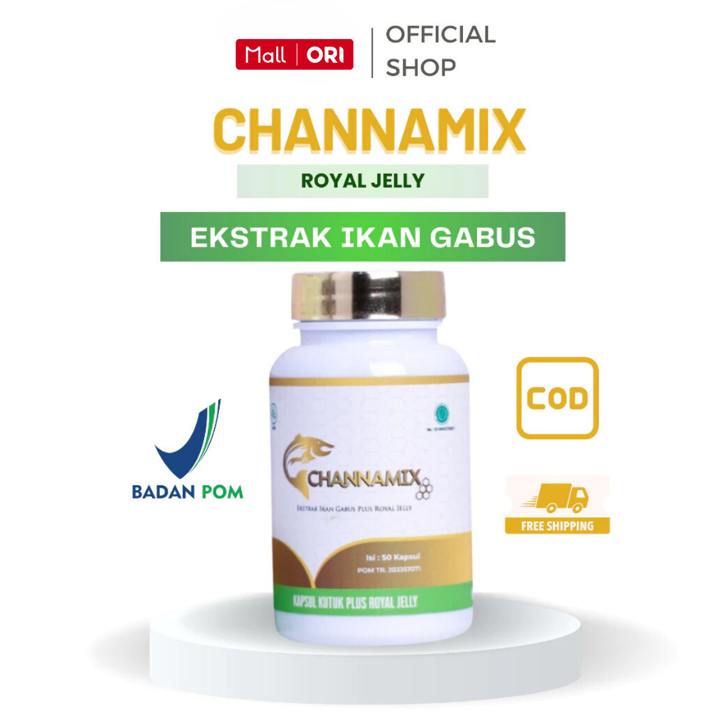 CHANNAMIX Kapsul Ikan Kutuk Ekstrak Gabus Plus Royal Jelly Membantu Mengeringkan Luka Pasca Operasi 