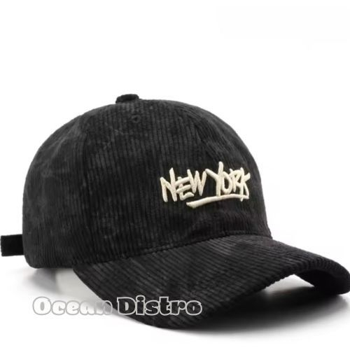 Topi Baseball Corduroy Bordir Polo Caps Unisex Dewasa