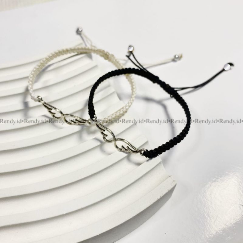 GELANG SAYAP RAJUT CHARM METAL SILVER / GELANG RAJUT SAYAP BISA COUPLE AESTHETIC KOREA / GELANG PASA