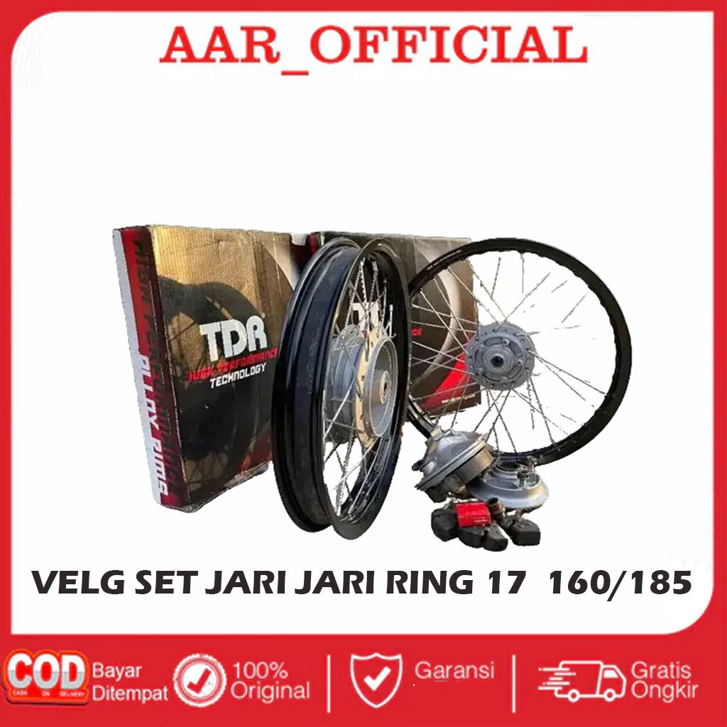 PAKET VELG  TDR , VROSSI & SCARLET Tromol Set Jari2 Megapro Mono Sudah Nap Gear Ring 17 160 & 185 Pa