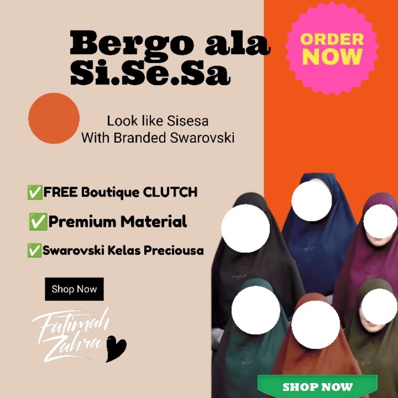 Khimar Bergo Syariah Ala Sisesa by Sjsesa FULL Swarovski Bahan TEBAL PREMIUM