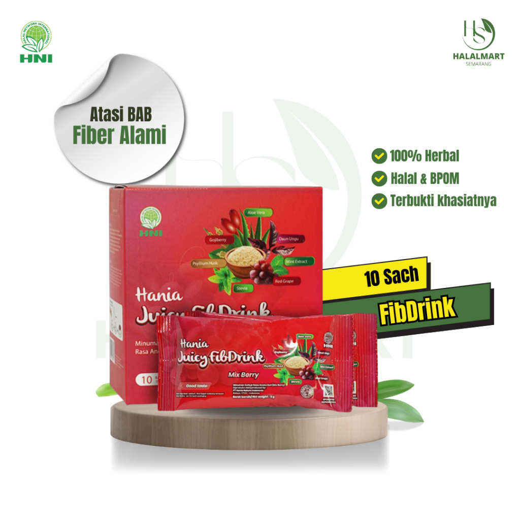 Hania Juicy Fibdrink HNI HPAI Rasa MixBerry dan Lemon | Fiber Drink Alami