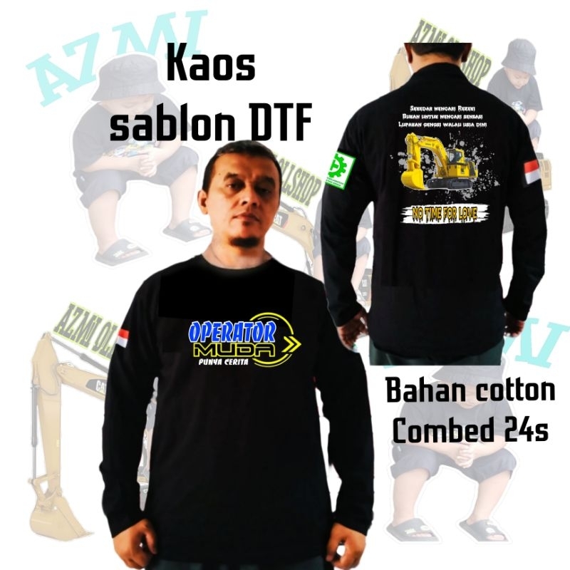 Baju kaos lengan panjang excavator komatsu operator muda