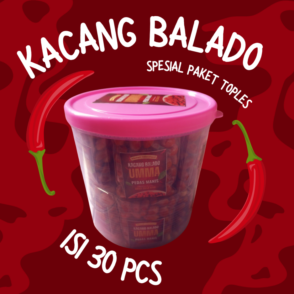 

Kacang Balado Pedas Manis (Toples) isi 30 Pcs