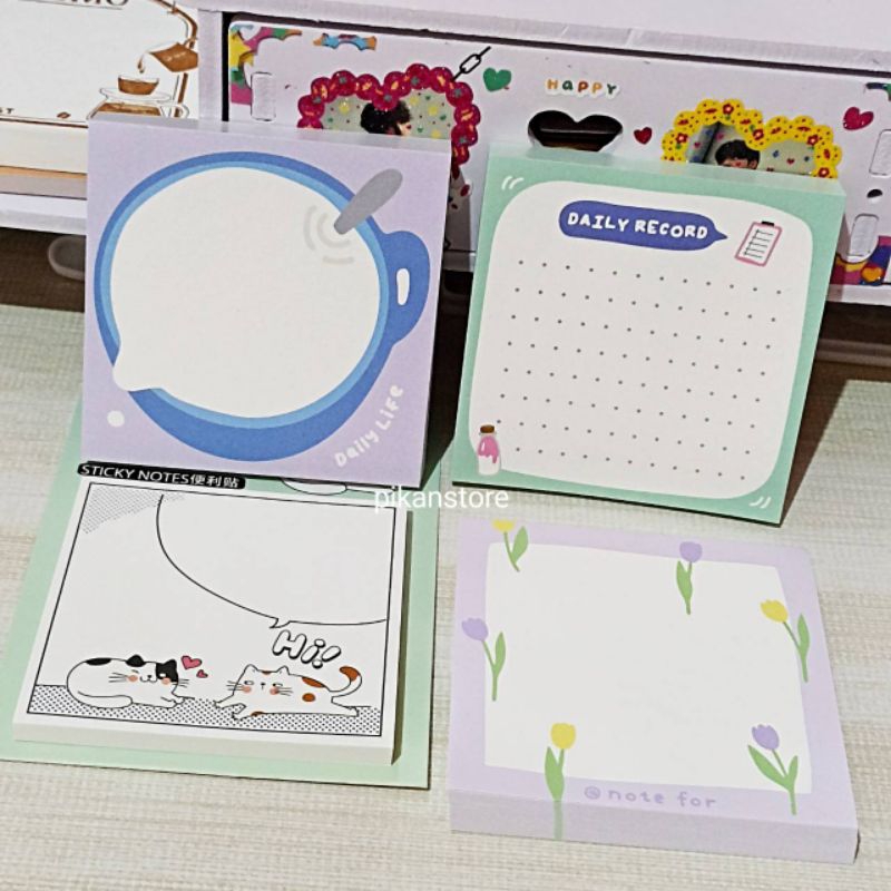 

[No Lem/ 50pcs] Sticky Note Aesthetic/ Memopad Lucu Cute/ Notes Notepad Memo Kertas Catatan Notebook