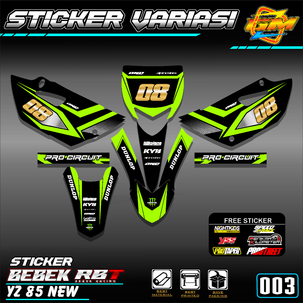 (COD) STICKER YZ 85 NEW BEBEK STANDAR STRIPING YZ 85 DECAL STICKER YZ 85 NEW 03