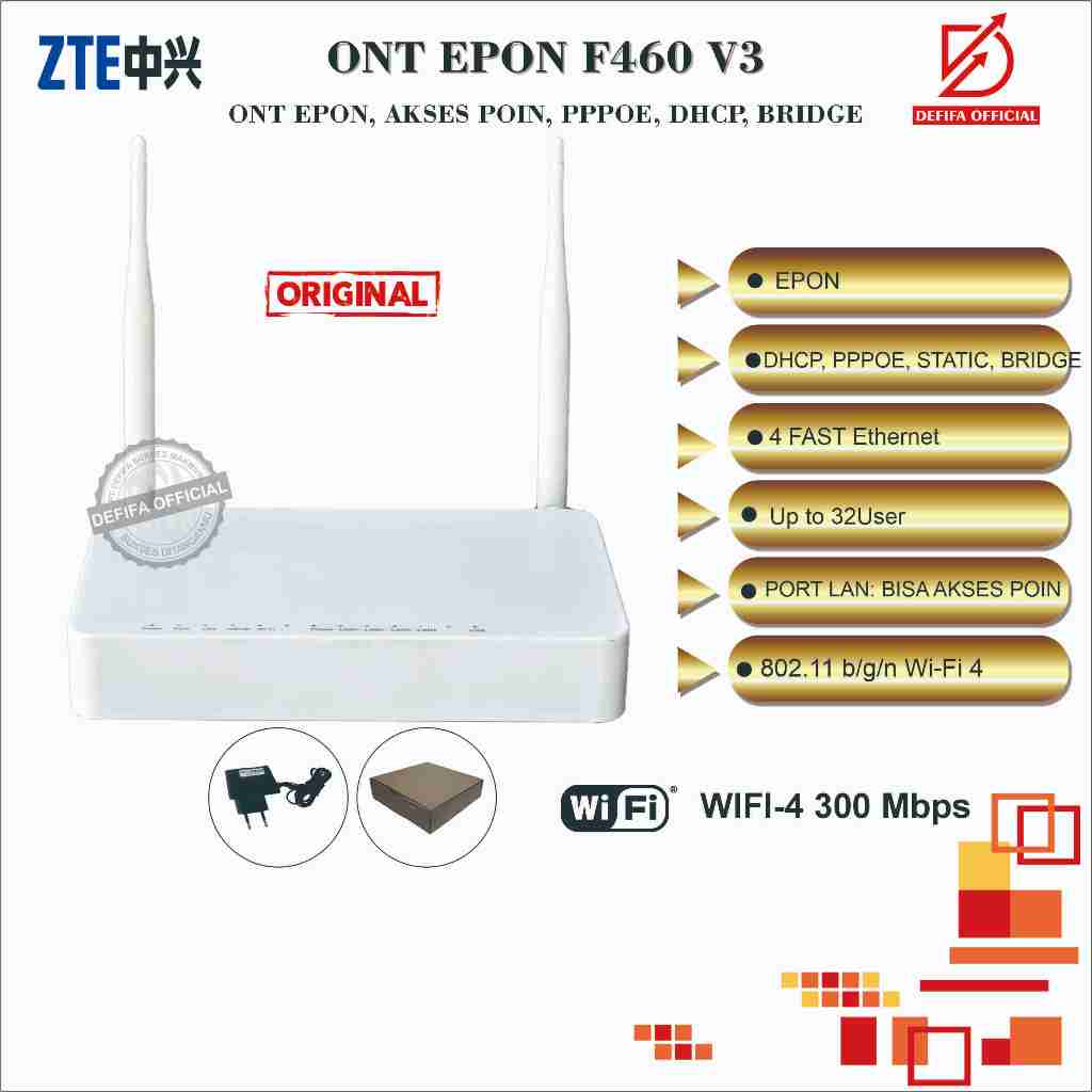 Modem FTTH Wireless Wifi Router ZTE F460 V3 ONT EPON ONU