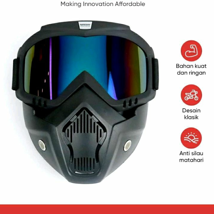 Baru Original Taffsport Bollfo Kacamata Motor Cross Gm Retro Anti Glare Windproof