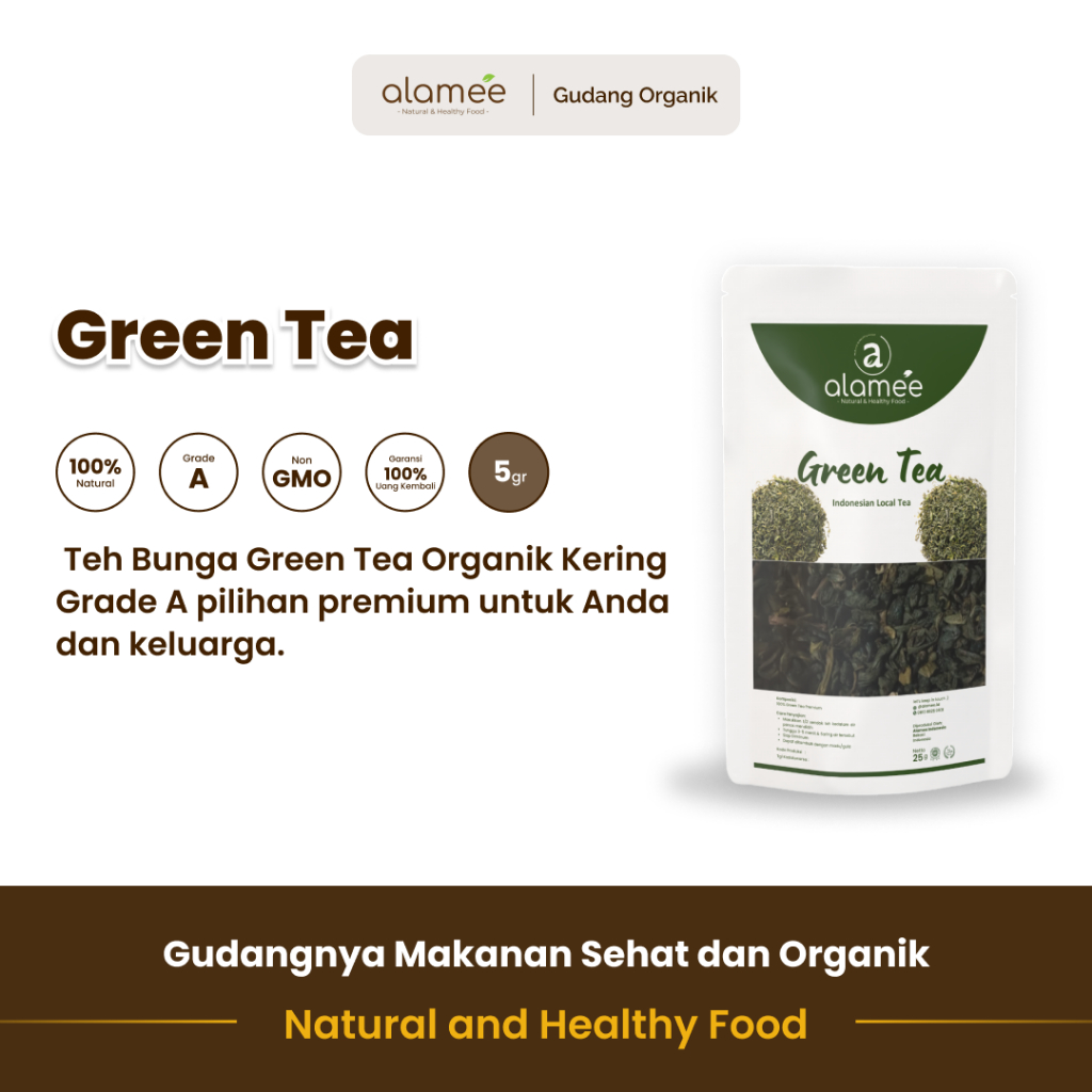 

alamee teh bunga green tea menyegarkan dengan kaya antioksidan dan aroma harum yang menyegarkan