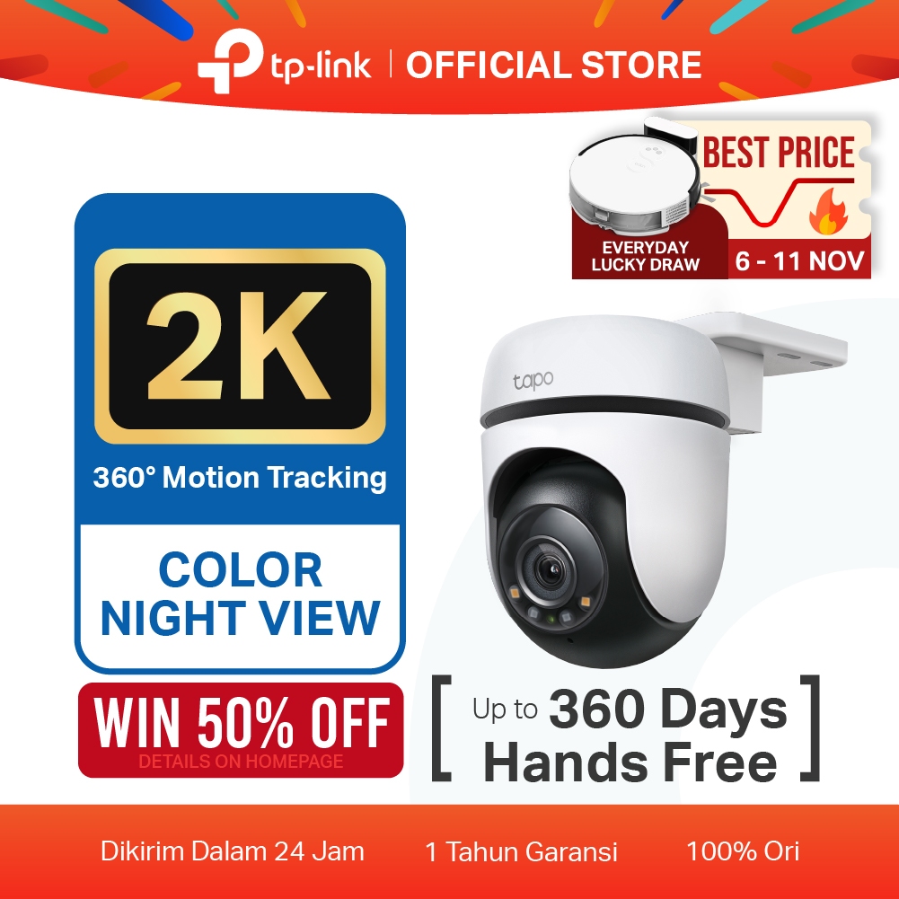 TP-Link | Tapo C510W 2K Outdoor WiFi Camera IP CCTV 360º Pan/Tilt Security Night Vision Kamera IP65