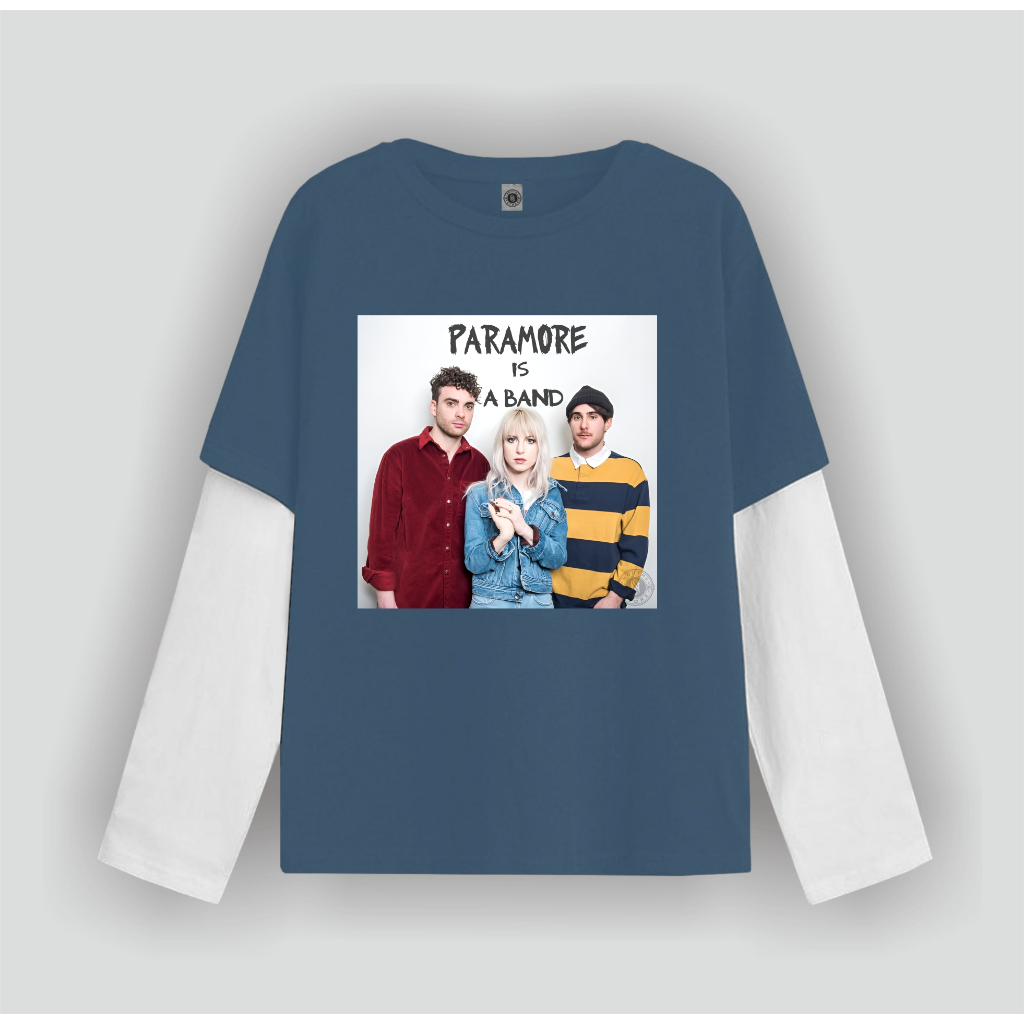 Nouths Tshirt Double layer Paramore is Band long sleeve  band kaos pria wanita