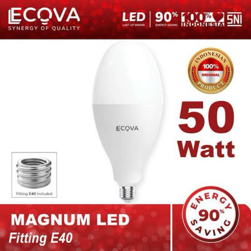 LAMPU LED PUTIH ECOVA MAGNUM 50 WATT GARANSI 2 TAHUN,LAMPU LED,LAMPU MURAH,LAMPU JALAN,LAMPU BOHLAM,