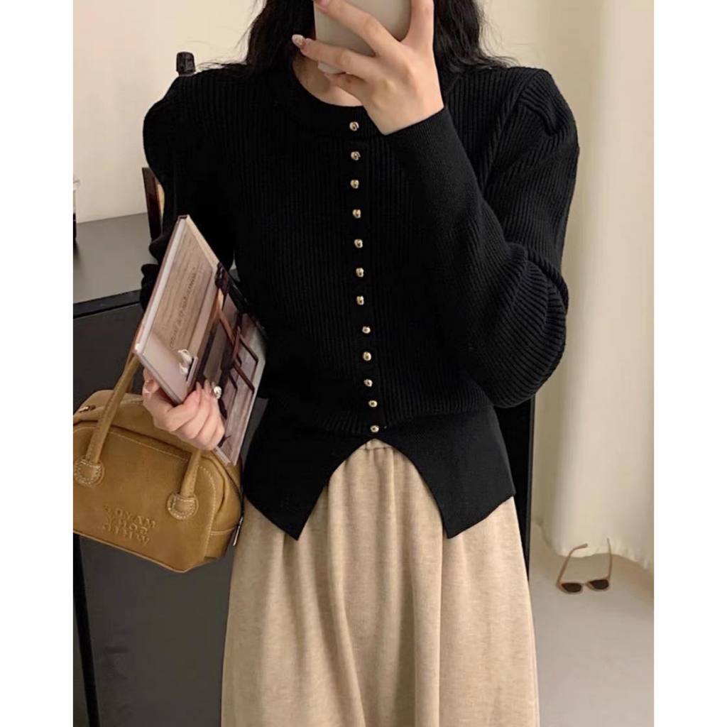 RB HECTIC Yuma Cardigan Basic Knitwear Wanita - Atasan Top Button Knit Cardigan Kancing Jamur