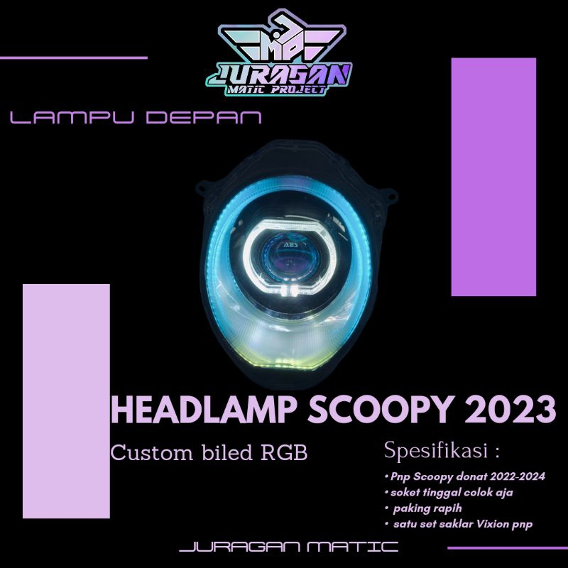headlamp lampu depan Honda Scoopy 2020-2024 new donat gen 2 custom biled rgb