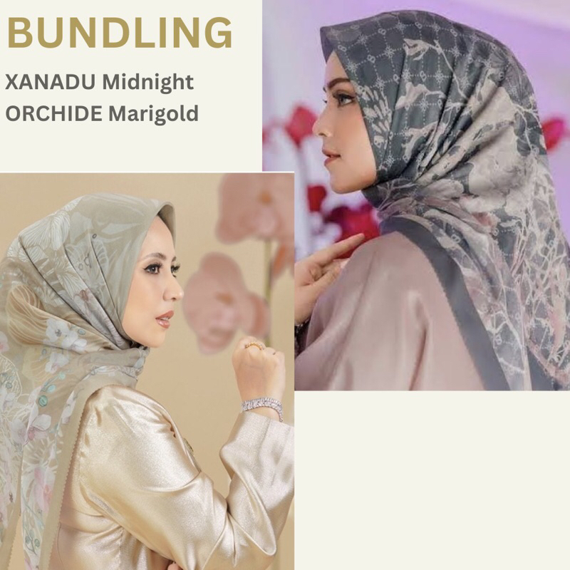 [Diskon Shopee Video][BUNDLING AS IS] Buttonscarves XANADU Midnight Buttonscraves ORCHIDE Marigold L