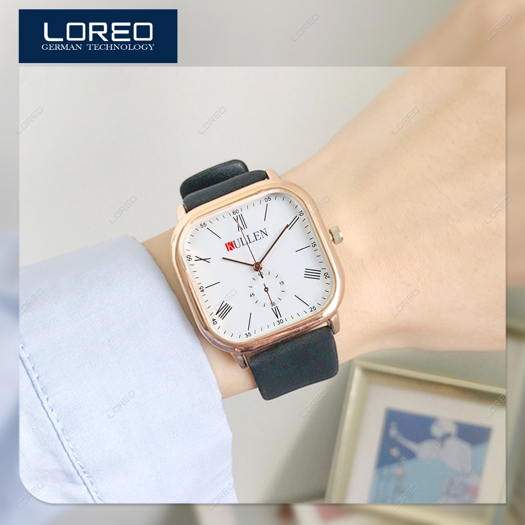 Loreo - Jam Tangan Analog Kullen Pria Wanita Jam Kuarsa Dial Kotak Casual
