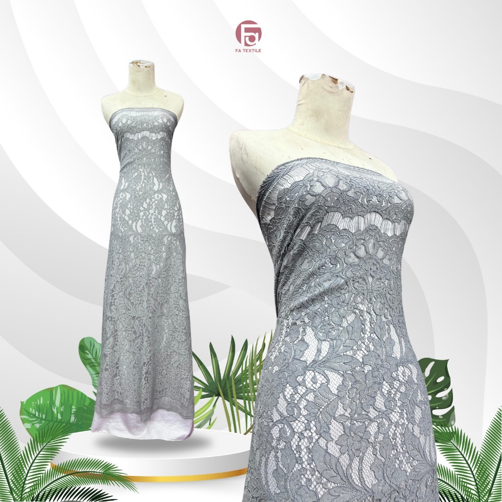 Kain Kebaya Brukat Semi Perancis Motif Jasmine Cotton Premium