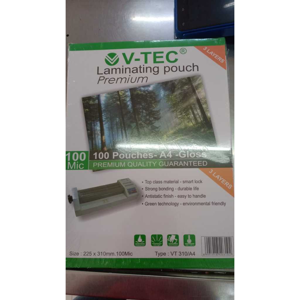 

V-TEC Vtec Plastik Laminating A4 / Laminating Pouch Premium A4 100 micron / Plastik Laminating Ukuran A4