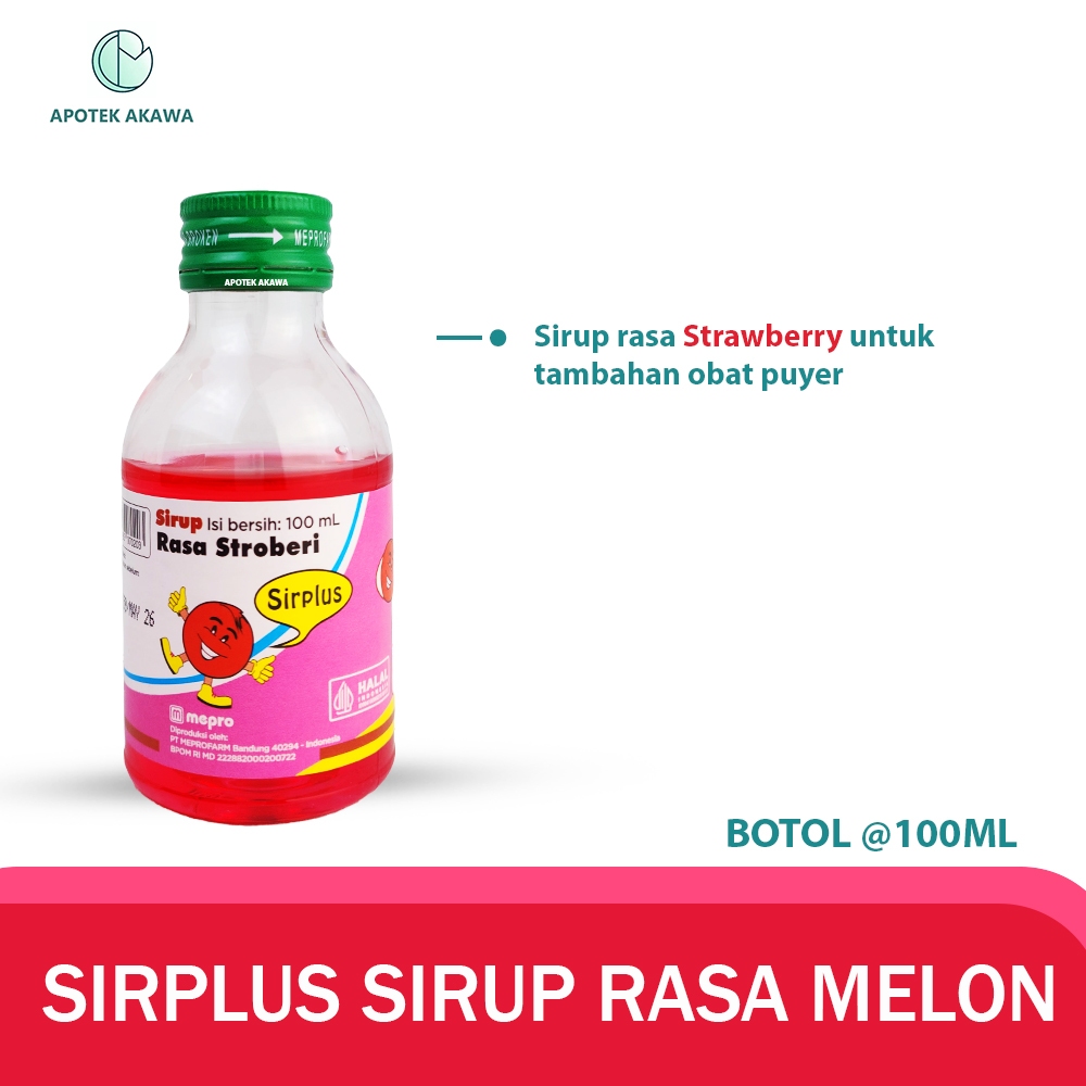 

SIRPLUS SIRUP STRAWBERRY 100 ML/SIRUP PEMANIS OBAT PUYER/ APOTEK AKAWA