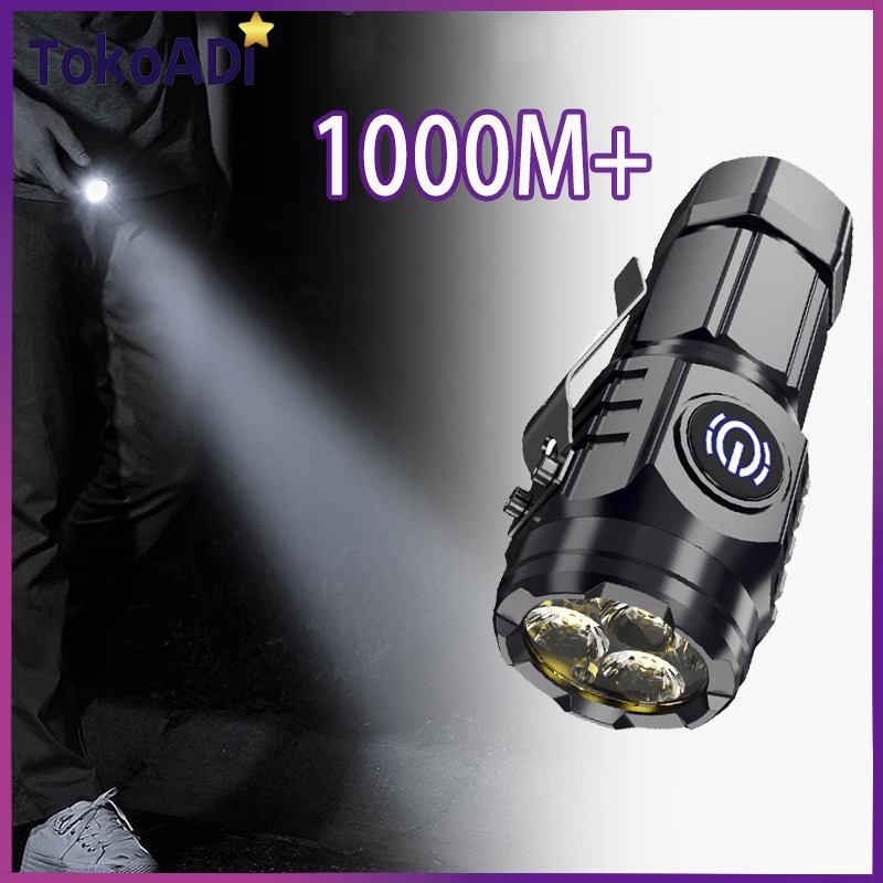 Senter Mini Led Super Terang Senter Kecil Usb Super Terang Flashlight Senter Jarak Jauh Waterproof