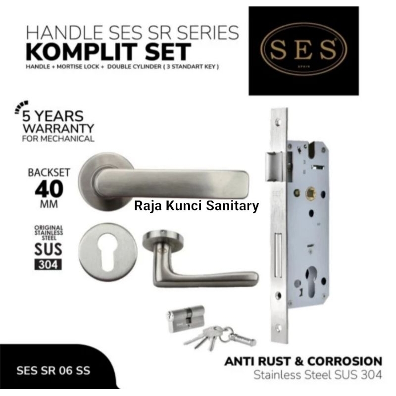 Paket Handle Roses SES SR 06 SS+Body Kunci SES ECO E2030/Kunci SES