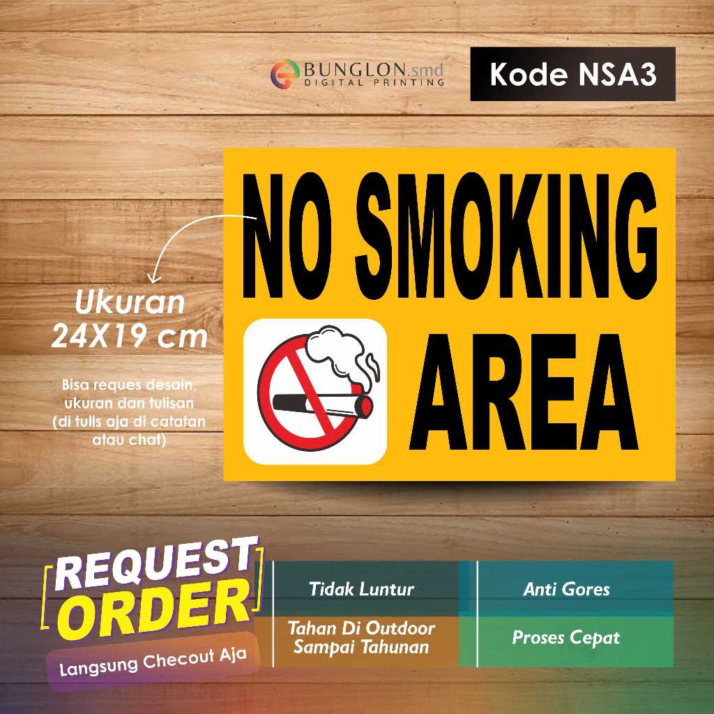 

STIKER NO SMOKING AREA + LAMINASI KODE NSA3 KUNING