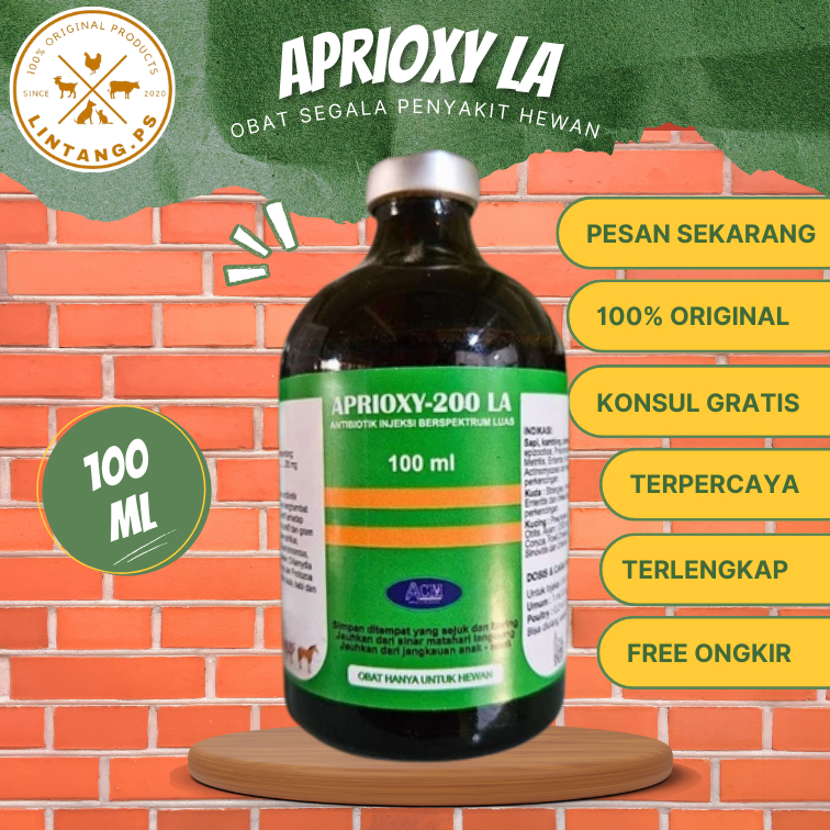 Aprioxy LA 100 ml - Aprioxy LA Inj - Oxy LA Obat Injek Hewan Ternak - Obat Sapi Kambing