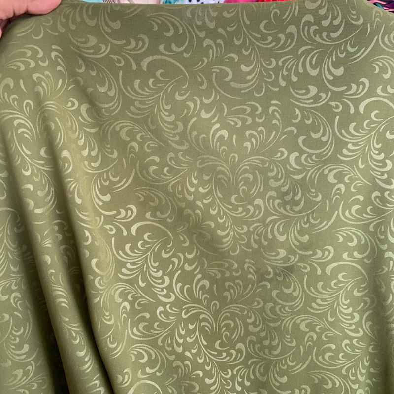 kain ceruty motif - kain ceruty emboss - kain ceruty emboss army colour