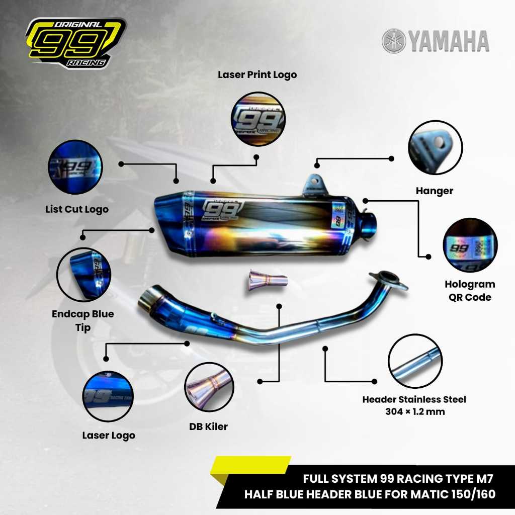 Knalpot Aerox Nmax Pcx Adv Fullsystem Original 99 Racing Suara Ngebas Bulat Inlet 50 Free Peredam