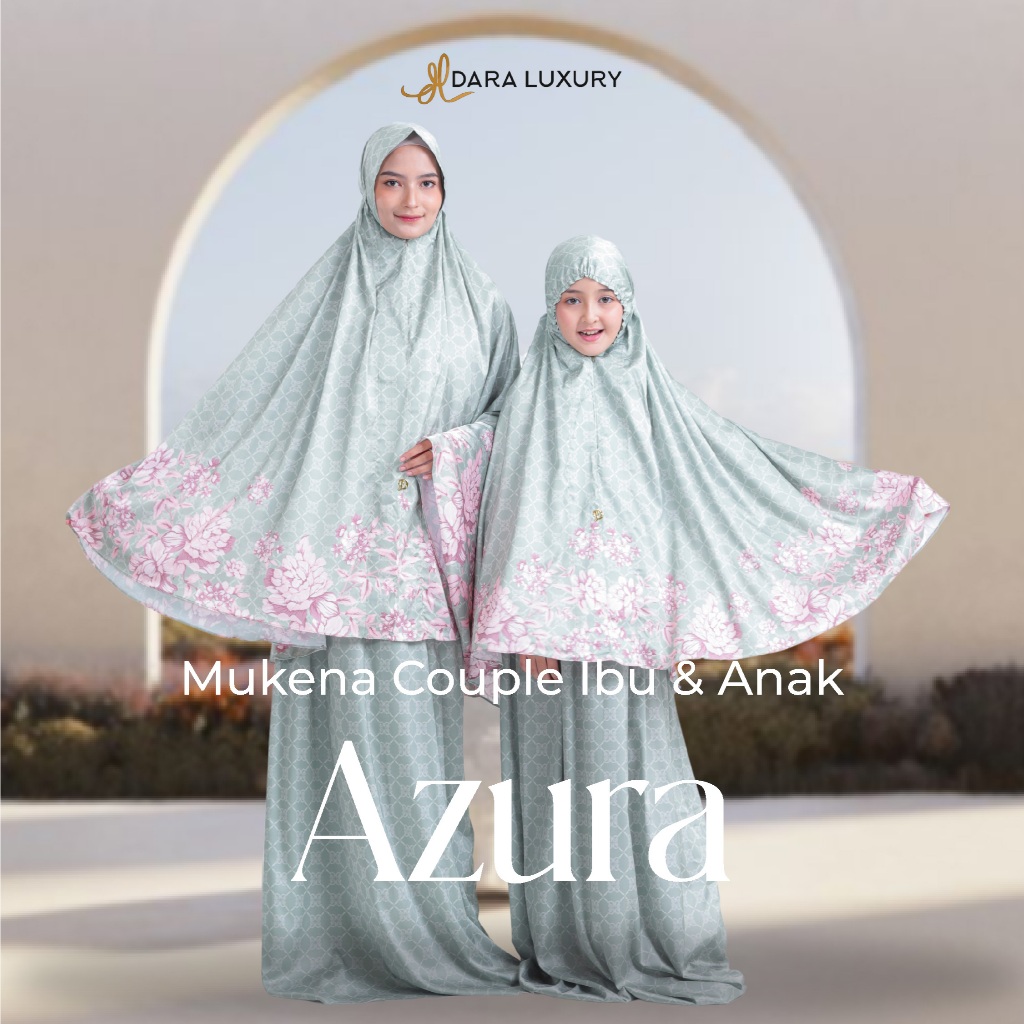 Dara Luxury | Mukena Azura Couple | Mukena Couple Luxury Silk Sage