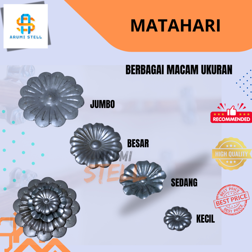Ornamen Bunga Matahari Besi/Plat Ornamen Tralis Pager Tempa.
