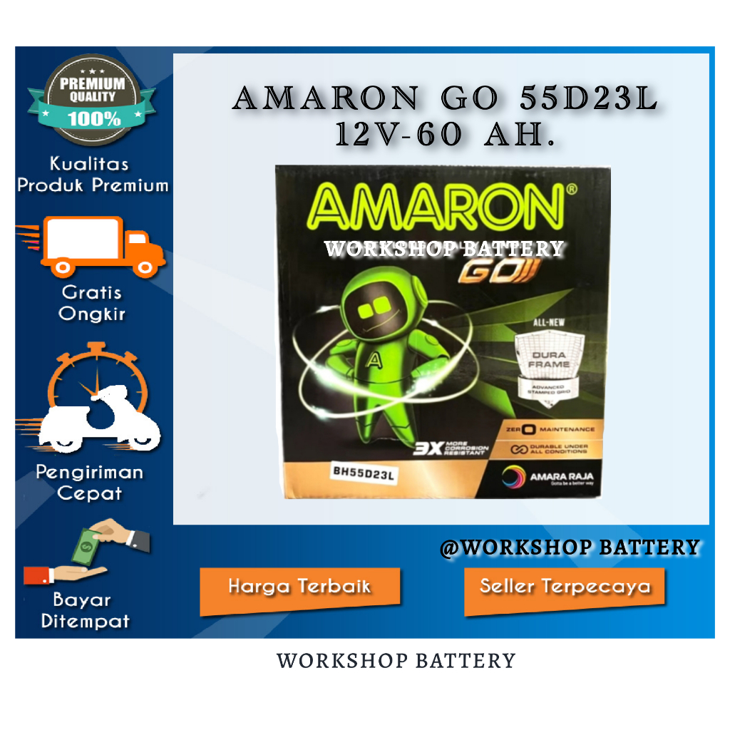 AKI MOBIL MAZDA CX5 (NON SKY) / MAZDA CX7 / MAZDA 8. AMARON GO 55D23L 12V-60 AH.